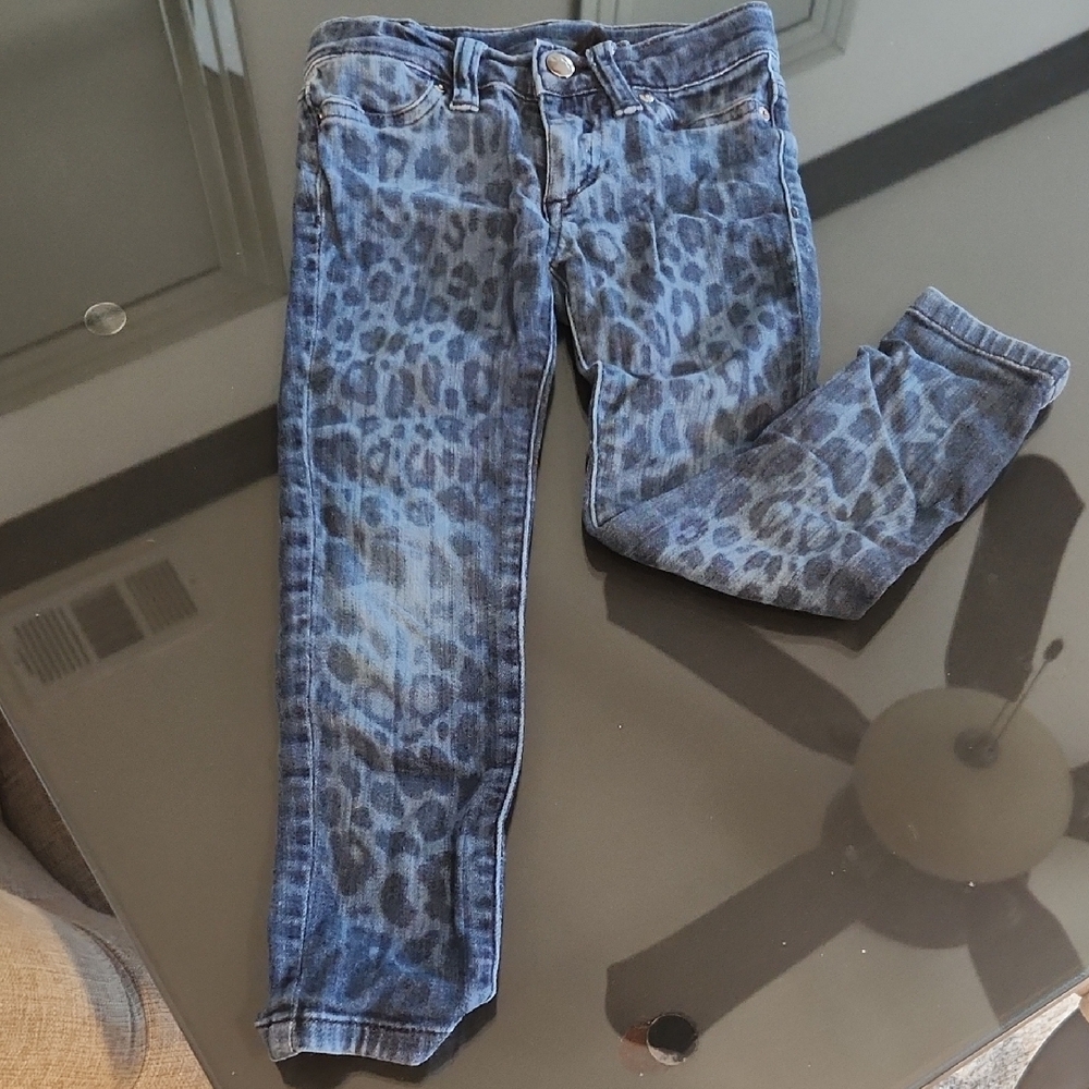 Leopard Print Blue Jeans for Girls
